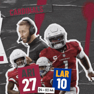 an advertisement for the cardinals football team shows ari and lar