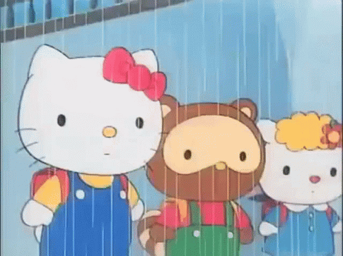 Hello Kitty Raining GIF - Hello Kitty Raining Stare GIFs