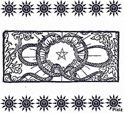 a black and white drawing of a star and a snake with pixiz written below it