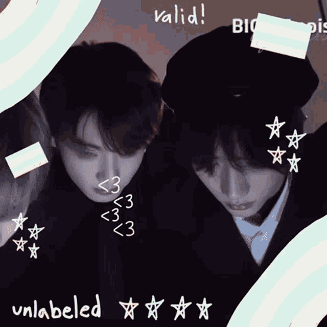 a picture of two boys with the words valid and unlabeled