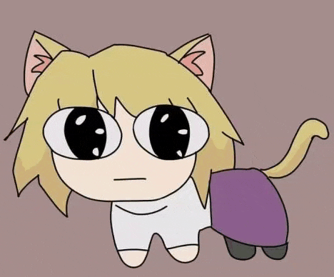 a cartoon drawing of a girl with cat ears and a purple turtle .