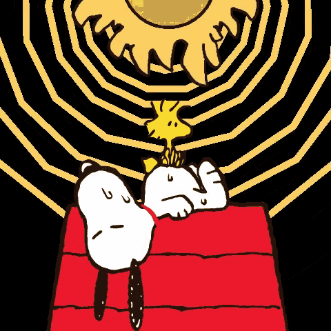 a cartoon of snoopy and woodstock laying in bed