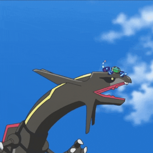 a cartoon character is flying through the air next to a giant monster