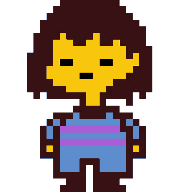 a pixel art of frisk from undertale with a yellow head