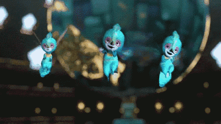 a group of cartoon characters flying in the air