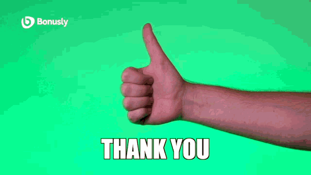 a person giving a thumbs up with the words thank you below