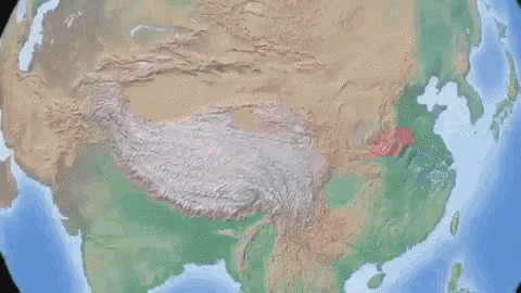 the word china is glowing in the middle of a picture