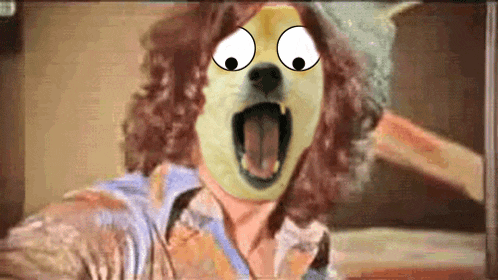a cartoon of a woman with a dog 's face on her face