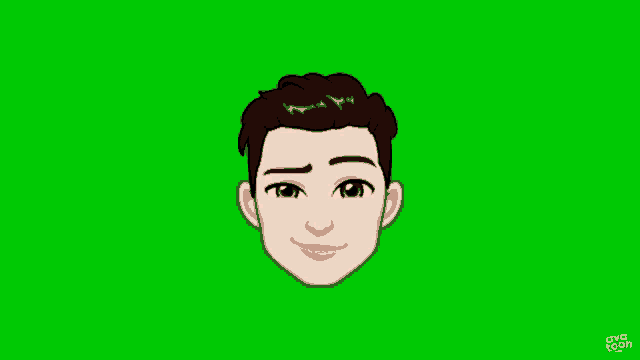 a cartoon drawing of a man 's face with a green background