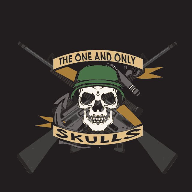 the one and only skulls logo with a skull wearing a helmet