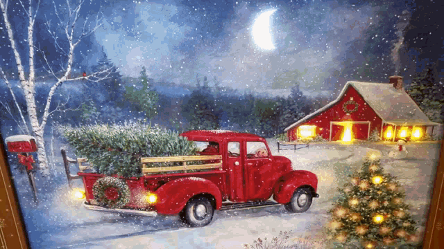 Red Truck Christmas GIF - Red Truck Christmas Picture Frame GIFs