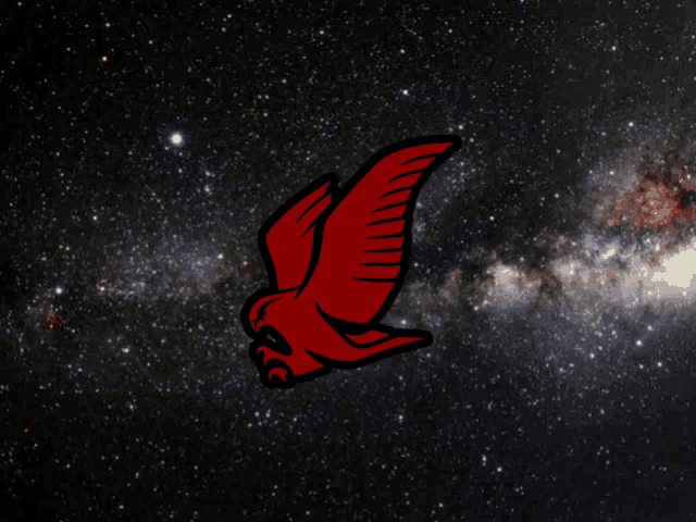 a logo for uzay boslugu with a red bird on a starry background