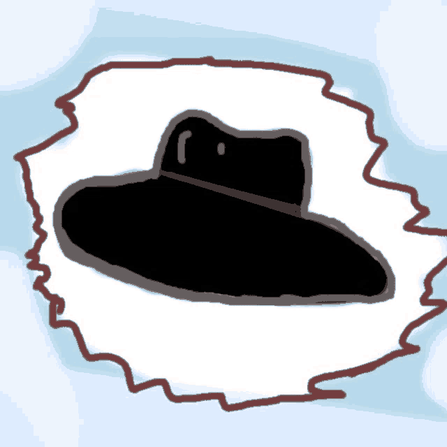 a drawing of a black hat with a white border