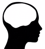 a silhouette of a person 's head with a brain .