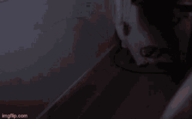 a blurry picture of a person 's face with the website imgflip.com in the bottom right corner