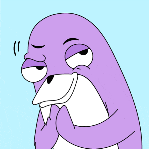 a cartoon drawing of a purple penguin holding a white penguin