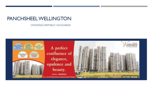 an advertisement for panchsheel wellington shows a picture of buildings