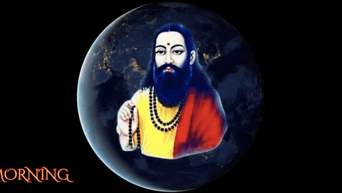 a picture of a man with a beard and the words " good morning " below him