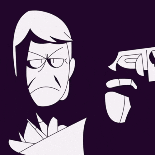 a cartoon drawing of a man holding a gun up to his head