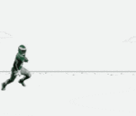 a football player in a green uniform is jumping over cactus .