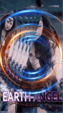 a poster of a woman playing a guitar with the words earth angel