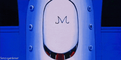 a cartoon drawing of a person with the letter m on it