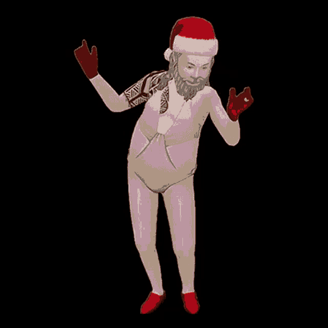 a man with a beard wearing a santa hat