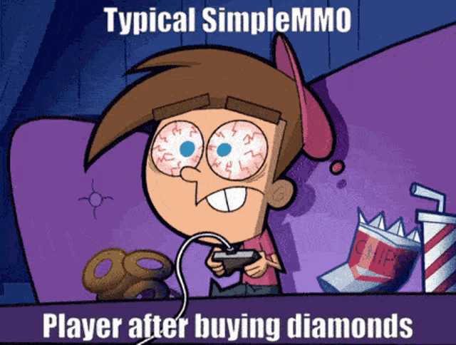typical simplemmo player after buying diamonds is shown in a cartoon