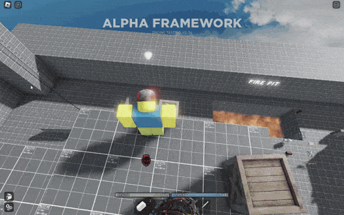 a screenshot of alpha framework shows a roblox character