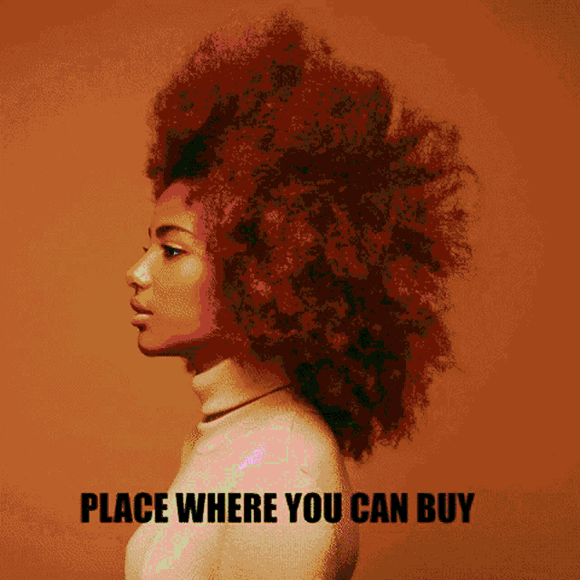 a woman with red hair and the words place where you can buy on the bottom