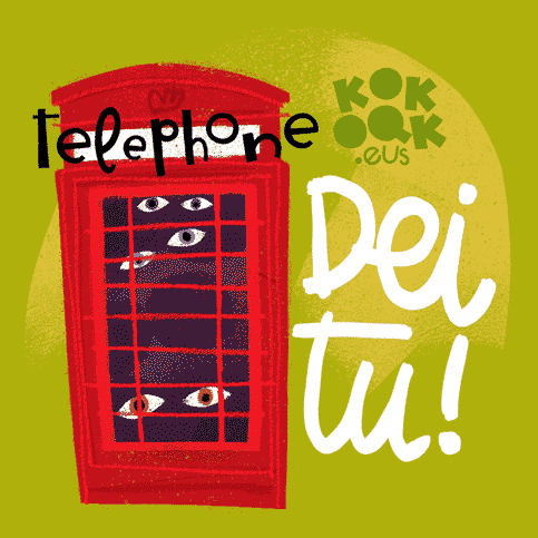 an illustration of a telephone booth with the words " telephone dei tu " written below it