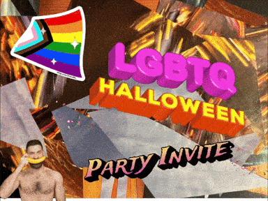 an advertisement for a lgbtq halloween party