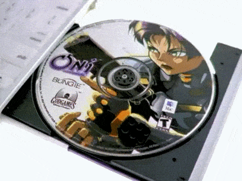 a video game called oni is being played on a laptop