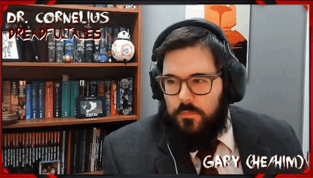 a man with a beard wearing headphones and the name gary cheahim