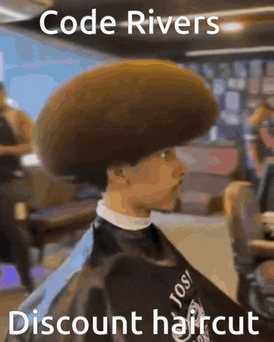 a man is getting his hair cut at a barber shop with the caption code rivers discount haircut