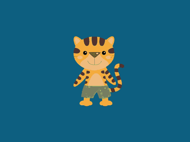 a cartoon illustration of a tiger with shorts on