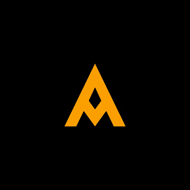 a black background with yellow triangles flying around it