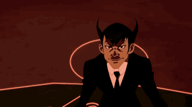 a man in a suit and tie is holding a red flame in his hand