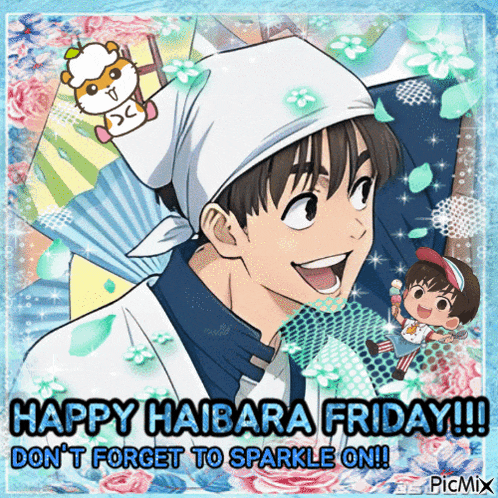 a happy haibara friday greeting card with a boy and a hamster