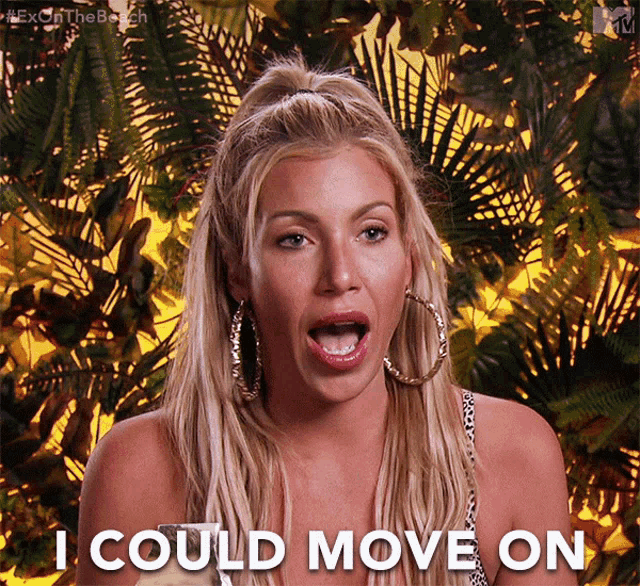 a woman says i could move on in front of a jungle background