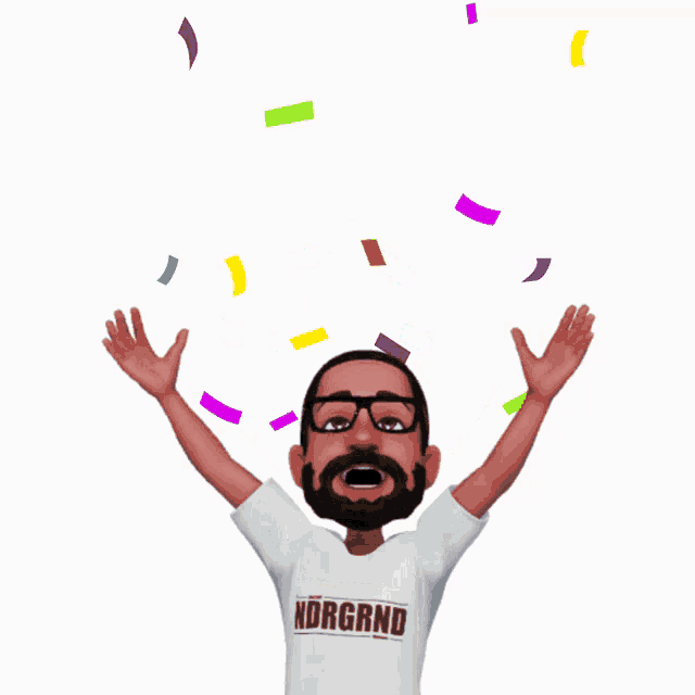 a man with glasses and a beard wears a shirt that says varsity on it