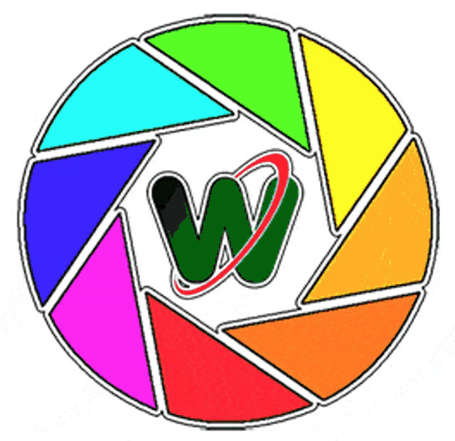 a colorful circle with the letter w in the middle
