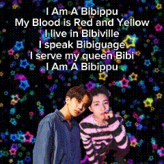 a couple of men standing next to each other with the words i am a bibippu on the top