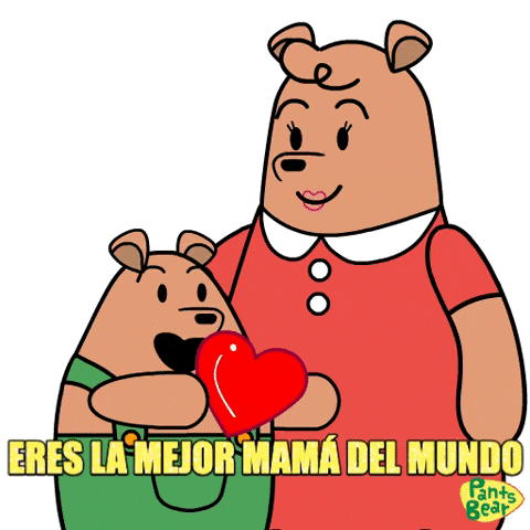 a cartoon of two bears holding a heart with the words eres la mejor mama del mundo