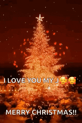 a christmas tree with a star on top of it and the words `` i love you my j ''