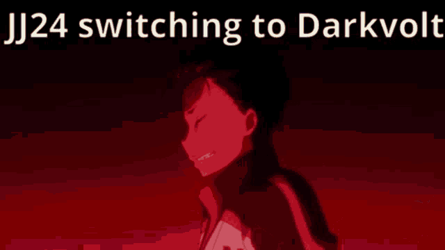a cartoon of a boy with the words " jj24 switching to darkvolt " above him