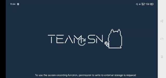 a screen shot of a recording app called team sno