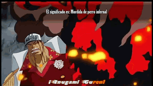 a man wearing a marine hat is surrounded by flames