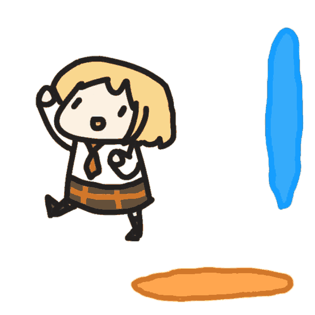 a cartoon drawing of a woman standing in front of a portal