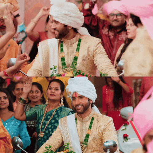 a bride and groom are dancing in front of a crowd at their wedding